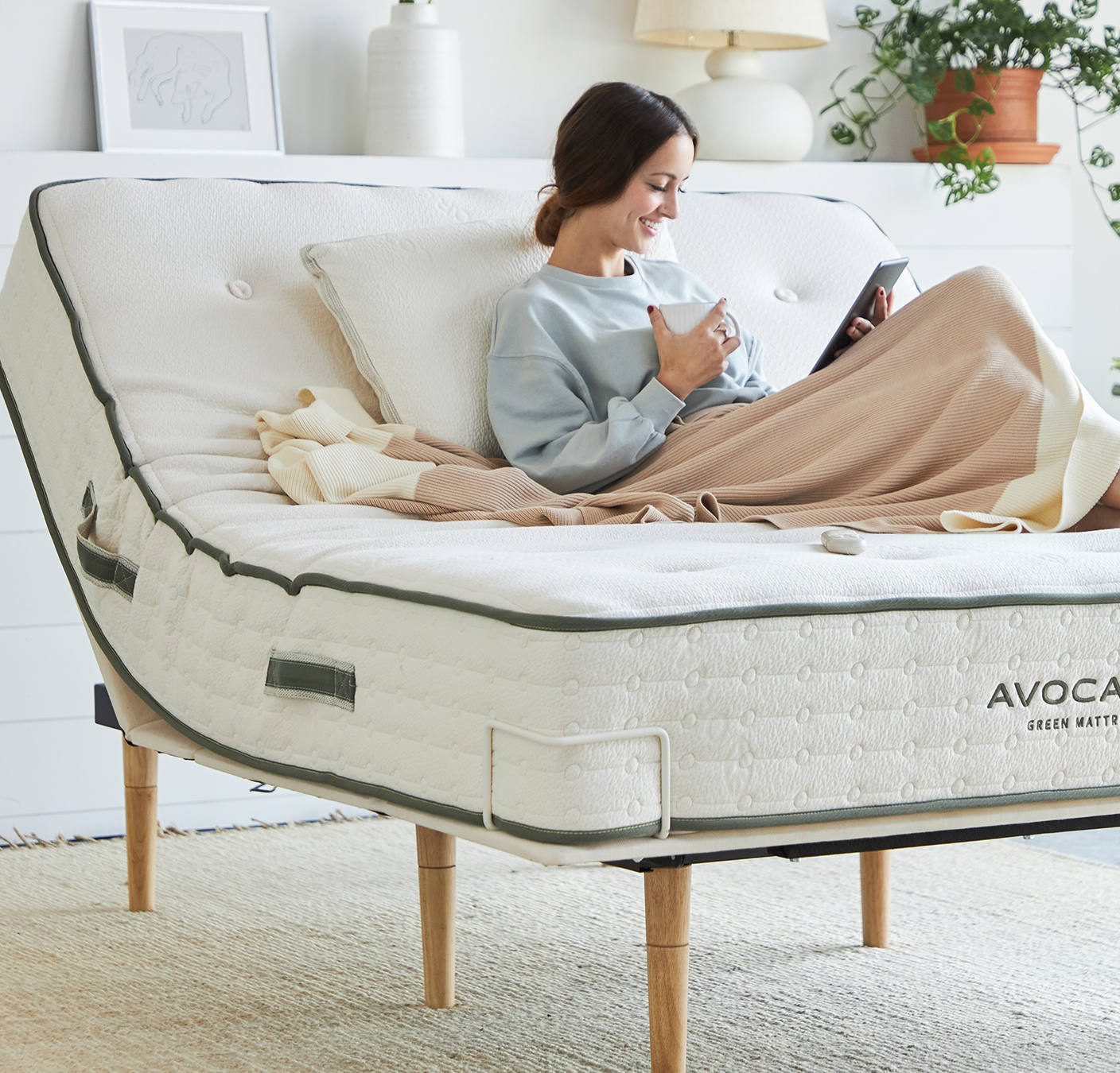 Avocado Green Mattress with Adjustable Power Base