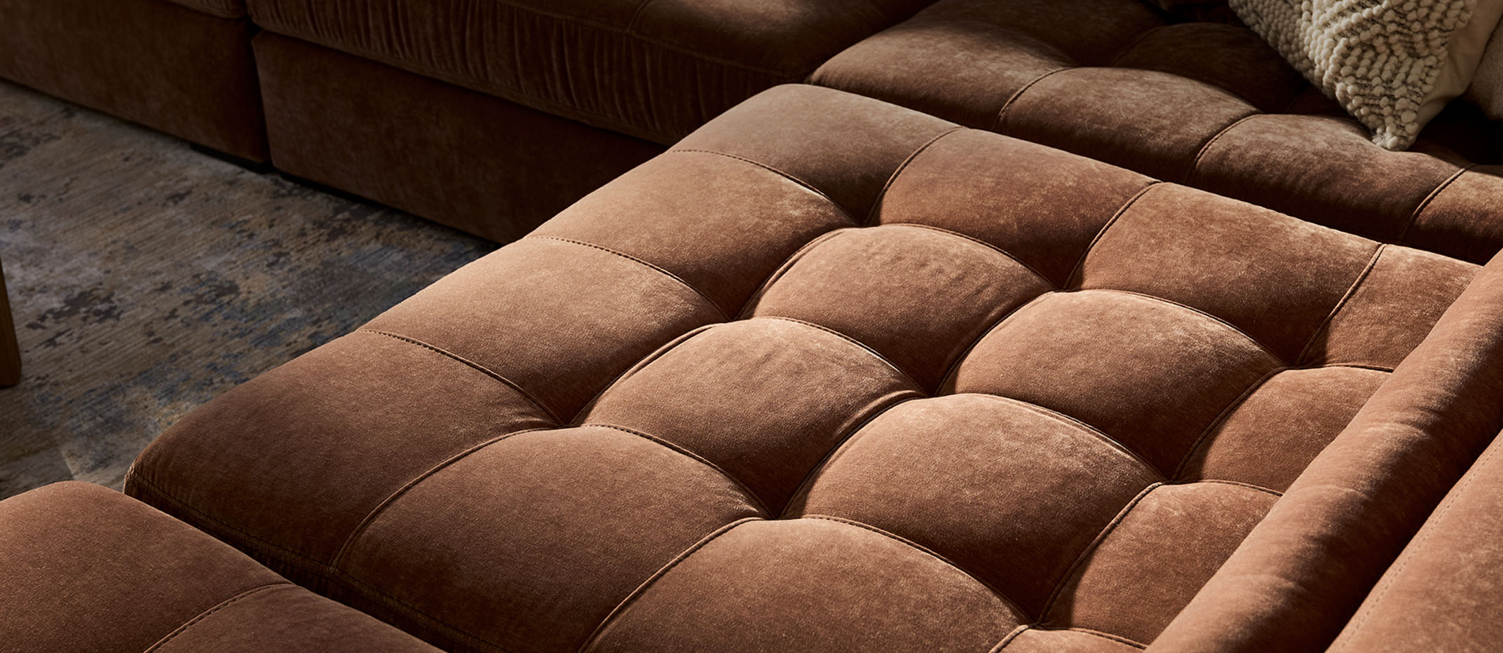 Top down view of modular sofa in living room