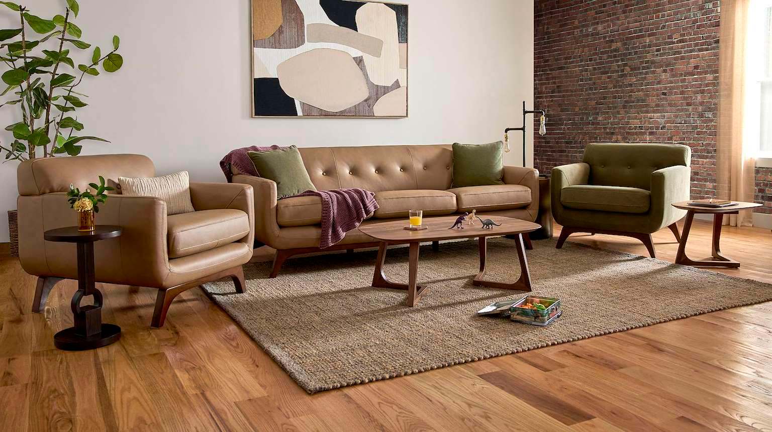 Leather Sofa in a sunlit living room