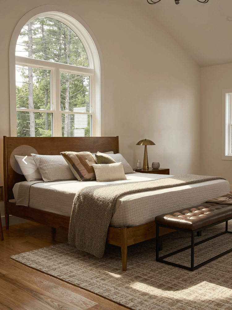 American Modern Queen Bed set in a sunlit bedroom.