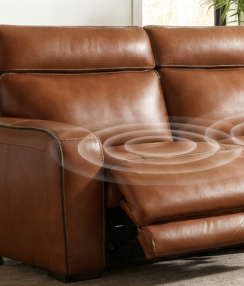 Brown leather 'Game Time' power sofa