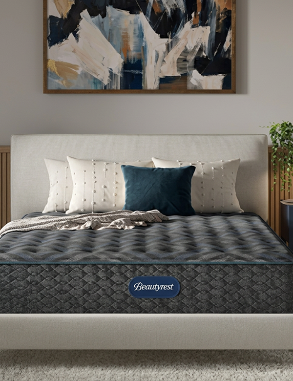 Best Selling Beautyrest mattress in bedroom in a front facing angle